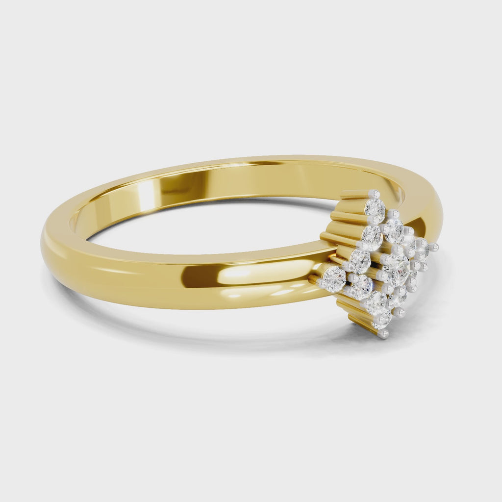 0.12 Carat Diamond Kite Cluster Promise Engagement Ring | 14K Yellow Gold