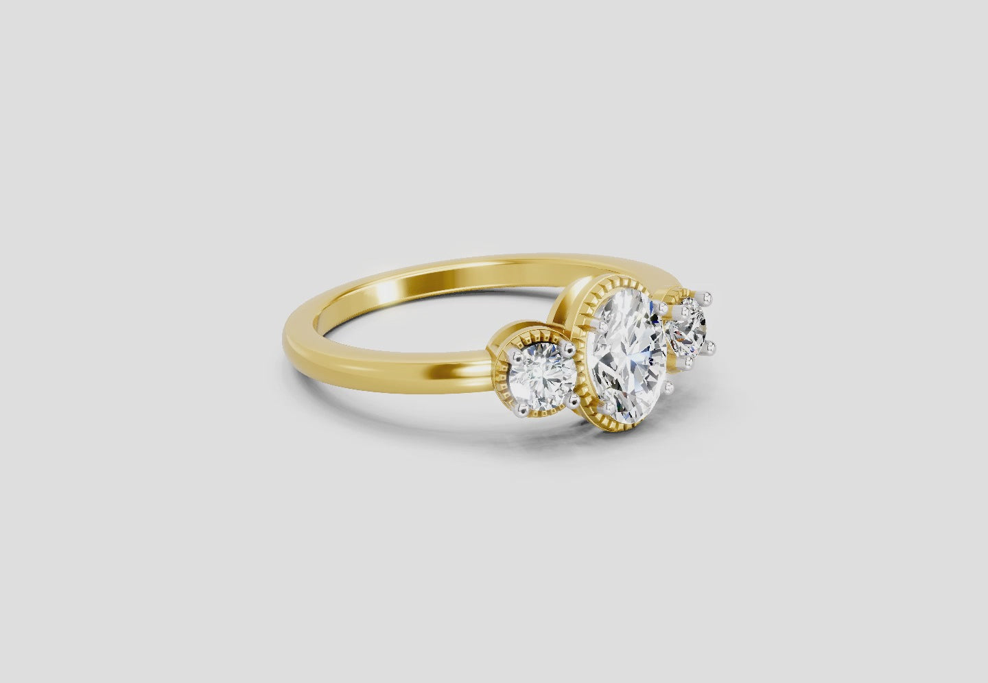 0.88 Carat Nova Trinity Promise  Engagement Ring | 14K Yellow Gold