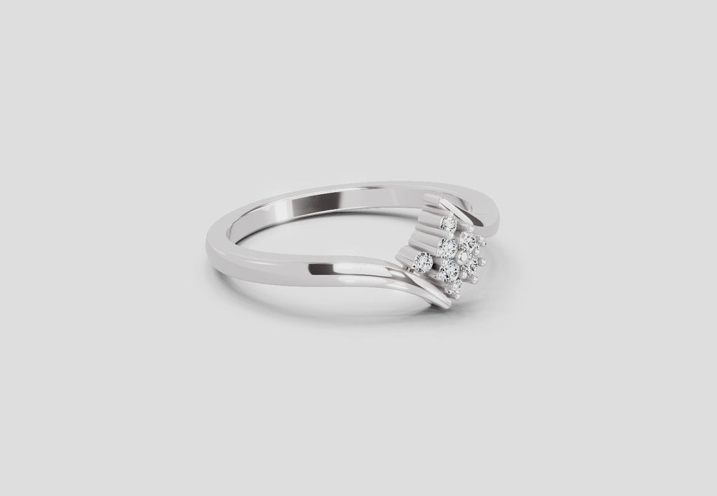0.09 Ct Round Shape Diamond Cluster Ring | 14K White Gold