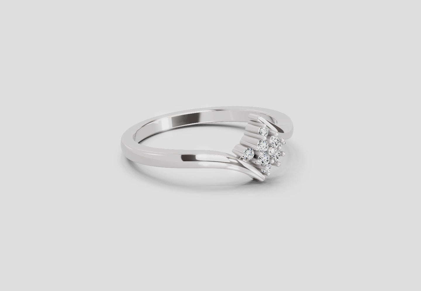 0.09 Ct Round Shape Diamond Cluster Ring | 14K White Gold