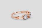 3 Stone 1 Ct  Round Shape Diamond | 14K Rose Gold