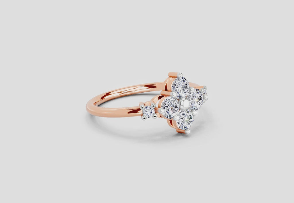 0.71 Ct Cluster Ring | 14K Rose Gold