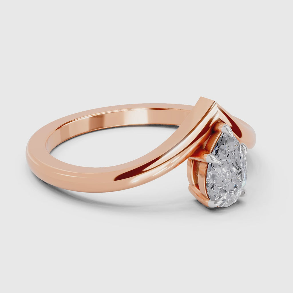 0.5 Ct Pear Shape Solitaire Diamond Ring| 14K Rose Gold