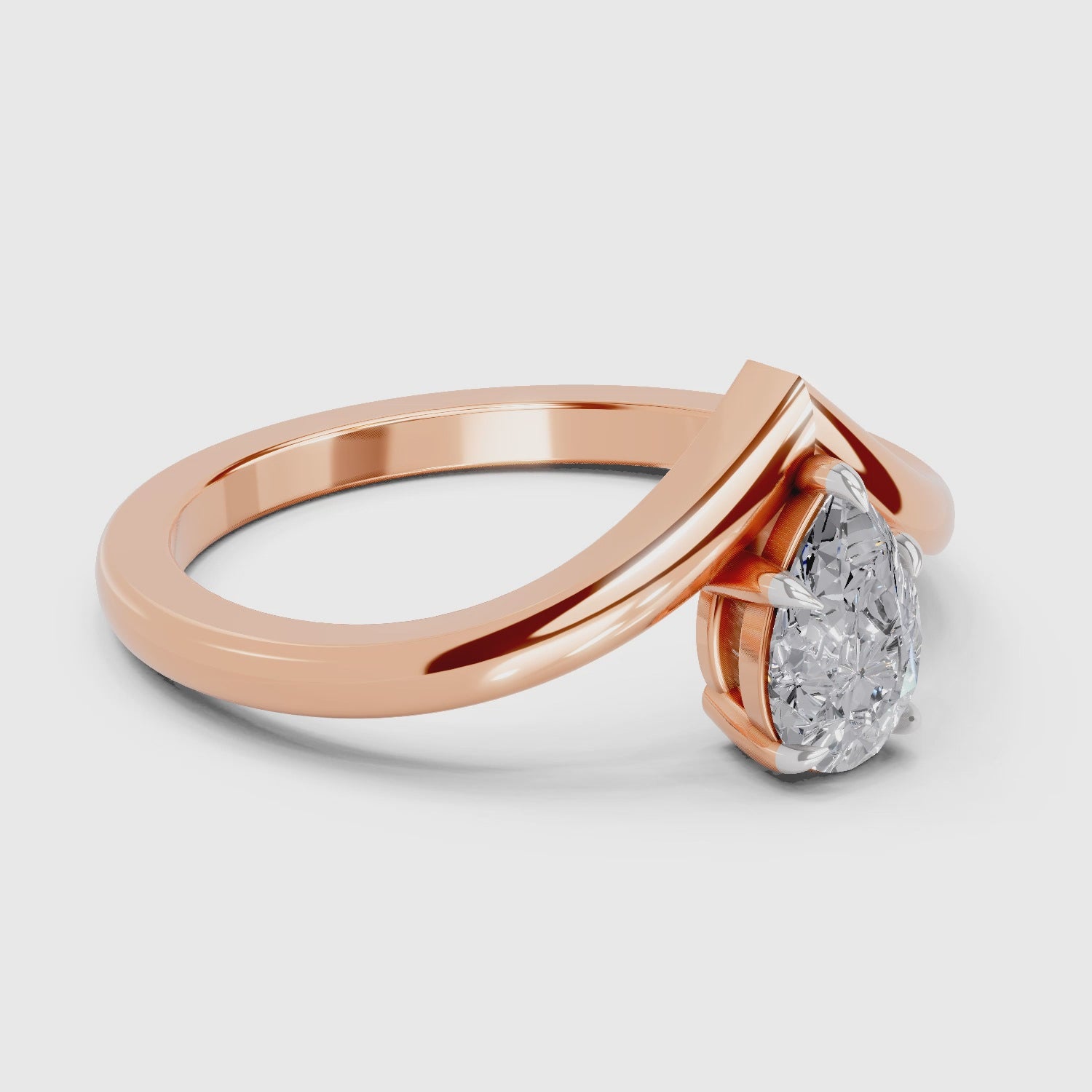 0.5 Ct Pear Shape Solitaire Diamond Ring| 14K Rose Gold