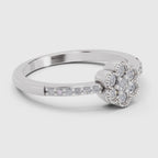 Sparkles 0.59 Carat Round Shape Floral Engagement Ring | 14K White Gold