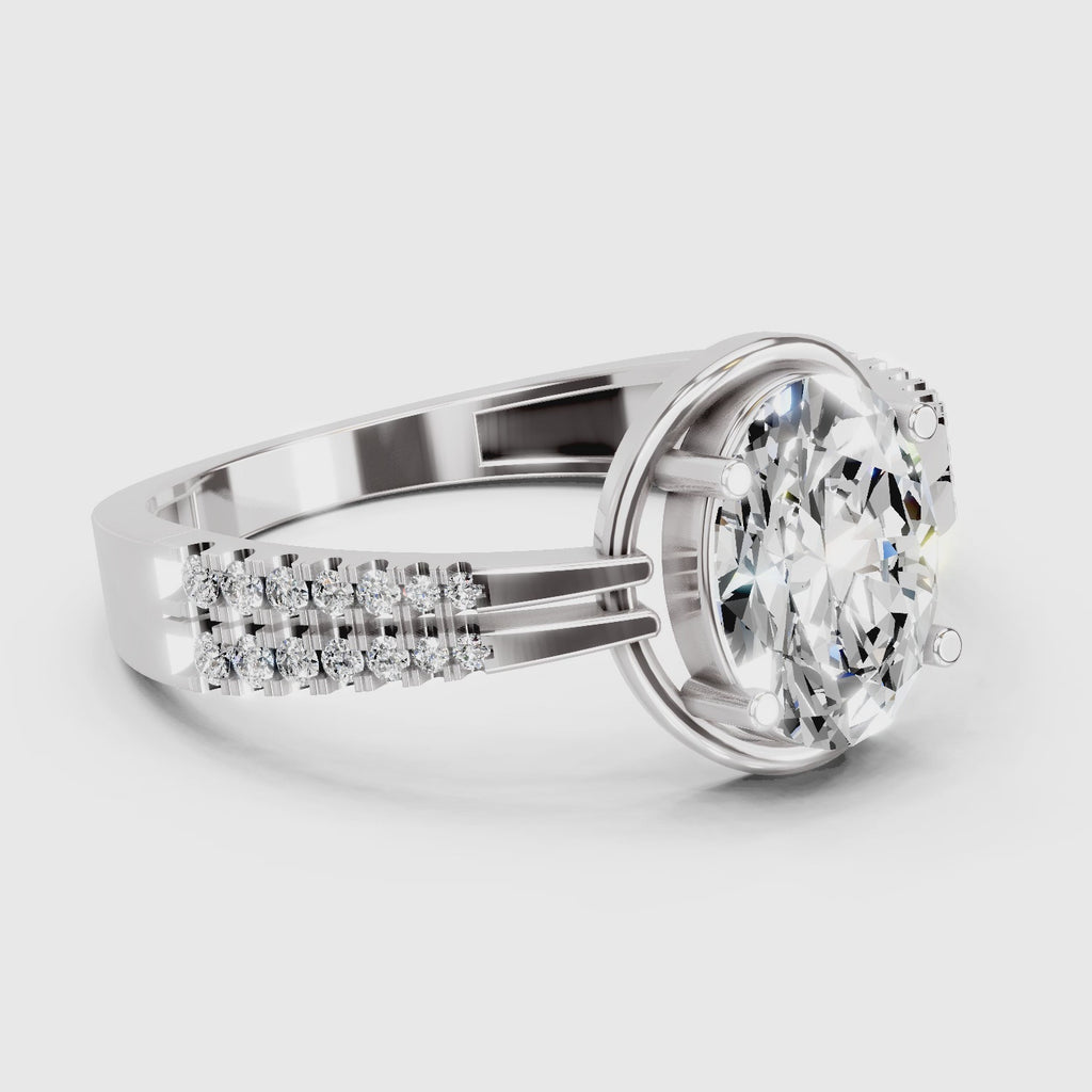 1.39 Carat Celeste Oval Promise  Engagement Ring | 14K White Gold