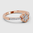 0.59 Carat Round Shape Floral Engagement Ring | 14K Rose Gold