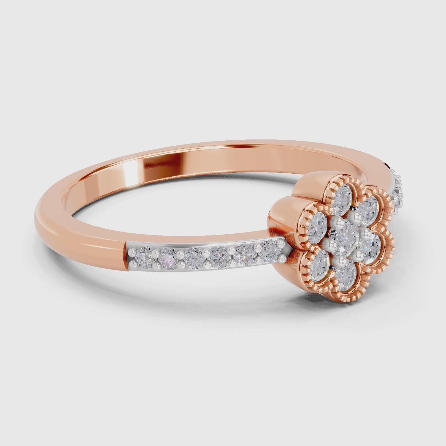 0.59 Carat Round Shape Floral Engagement Ring | 14K Rose Gold