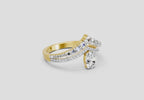 0.82 Ct Oval Diamond Crown Ring Set | 14K Yellow Gold