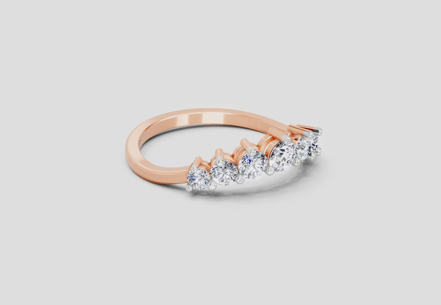 0.65 Carat Diamond Symphony Promise Engagement Ring  | 14K Rose Gold IGI Certified FG VS Quality Diamonds