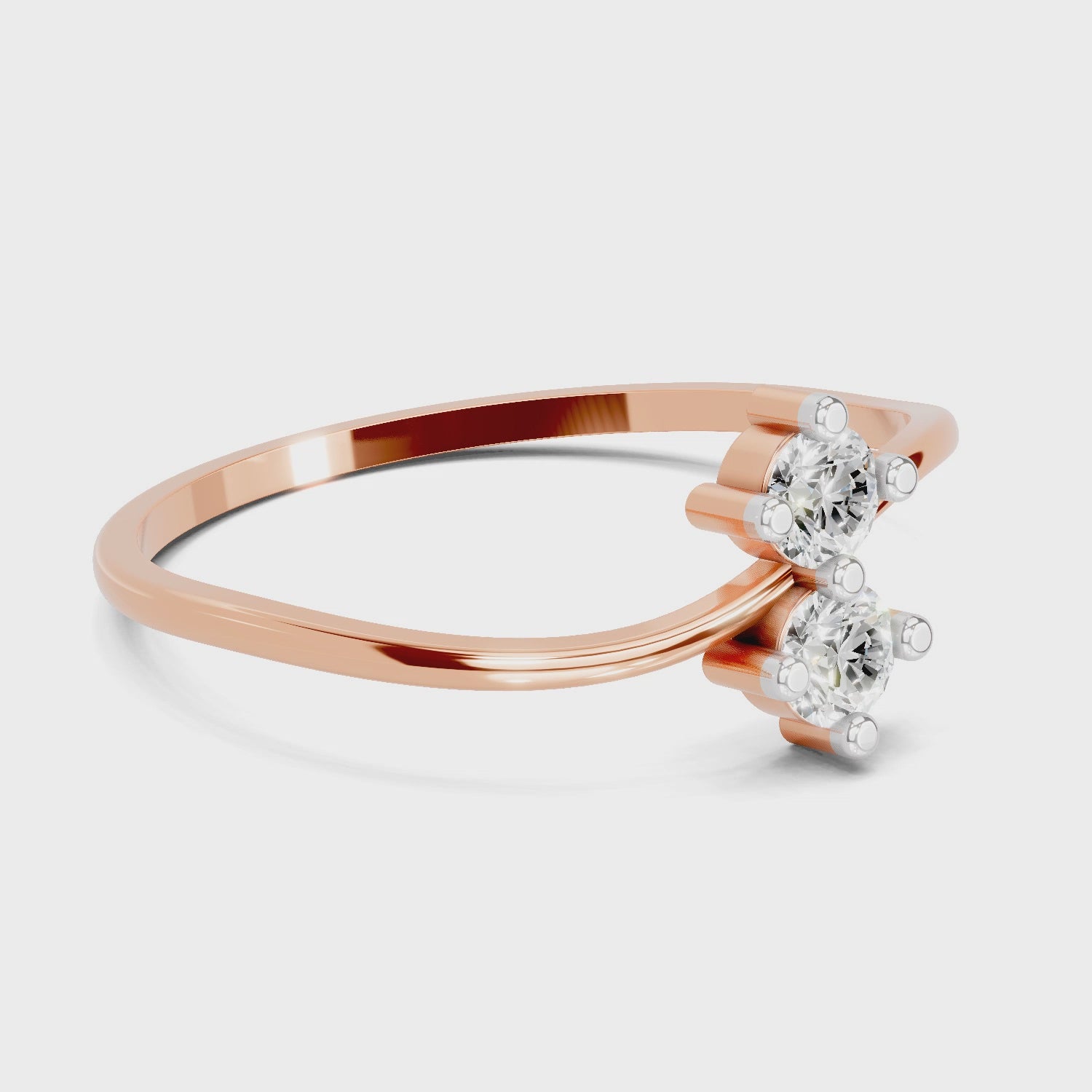 0.17 Carat Twin Flames Diamond Engagement Ring | 14K Rose Gold