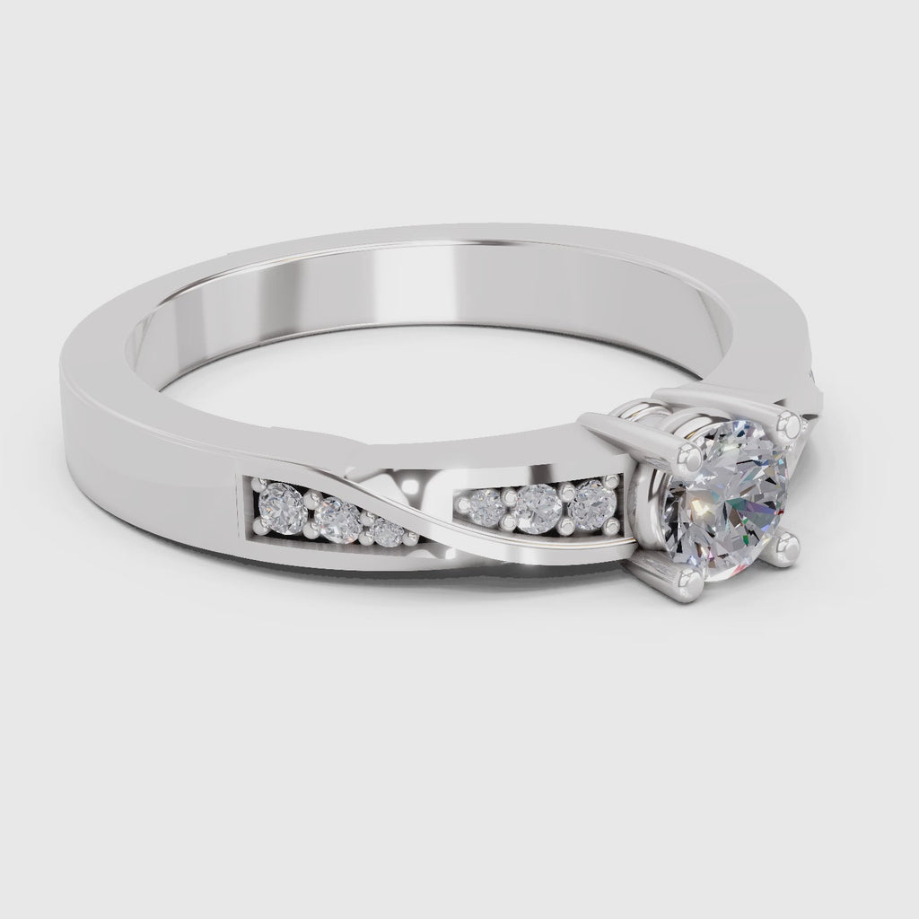 0.44 Carat Round Shape Grace Solitaire Engagement Ring | 14K White Gold