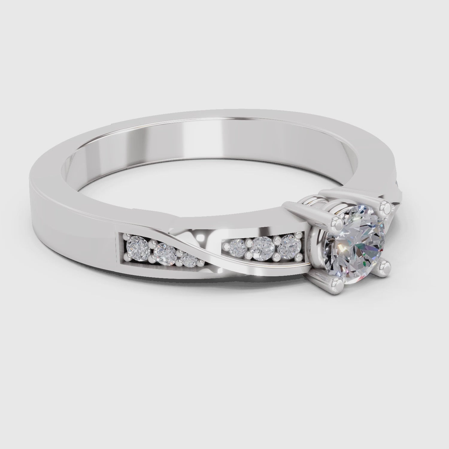 0.44 Carat Round Shape Grace Solitaire Engagement Ring | 14K White Gold