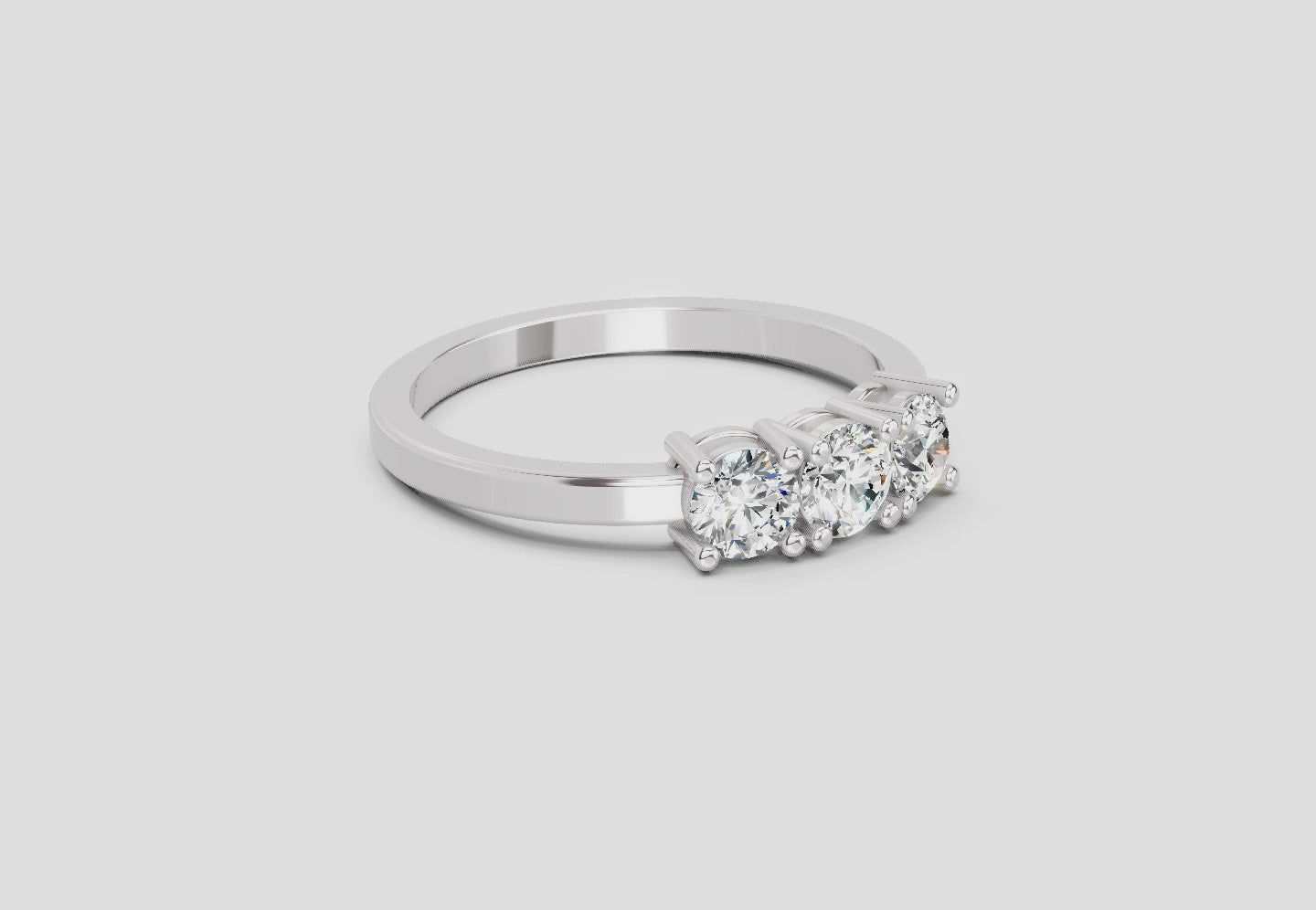 0.62 Ct Round Three Stone Ring | 14K White Gold