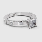 0.89 Ct Princess Shape Solitaire Diamond Ring| 14K White Gold