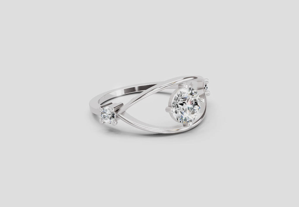 Sparkles Lab Grown Diamond 0.16 Carat Round Shape Evil Eye Solitaire Ring| 14K White Gold
