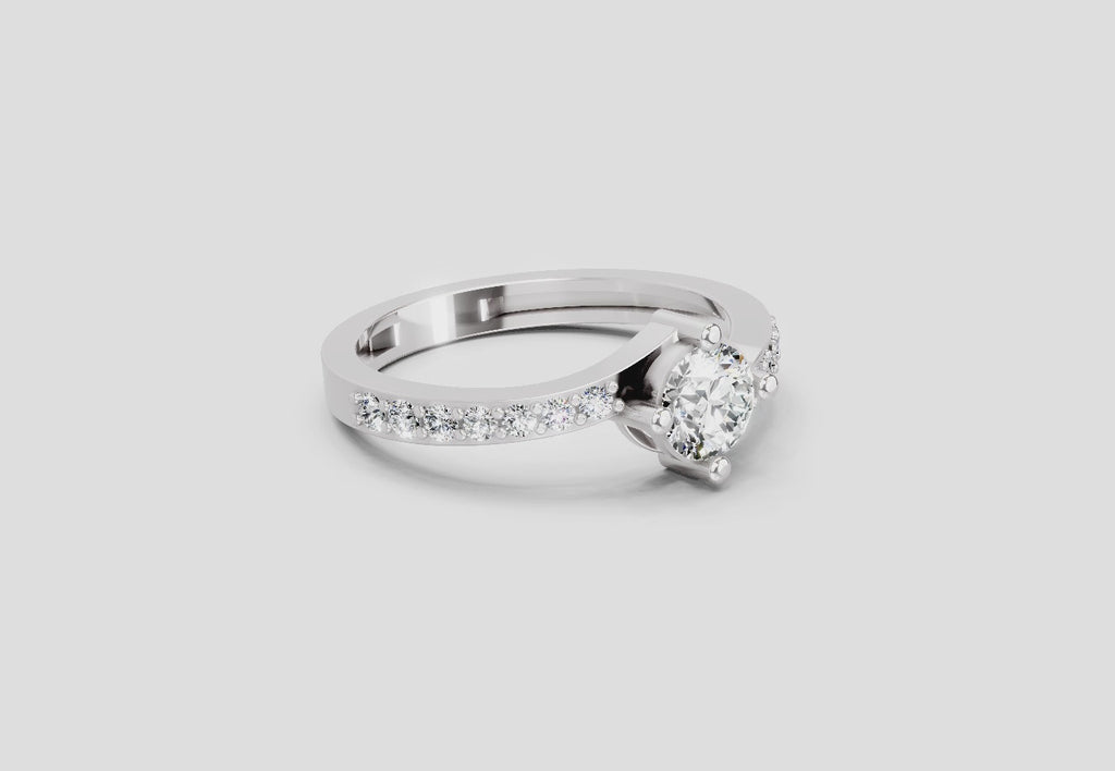 0.76 Carat Round Shape Diamond Engagement Ring | 14K White Gold