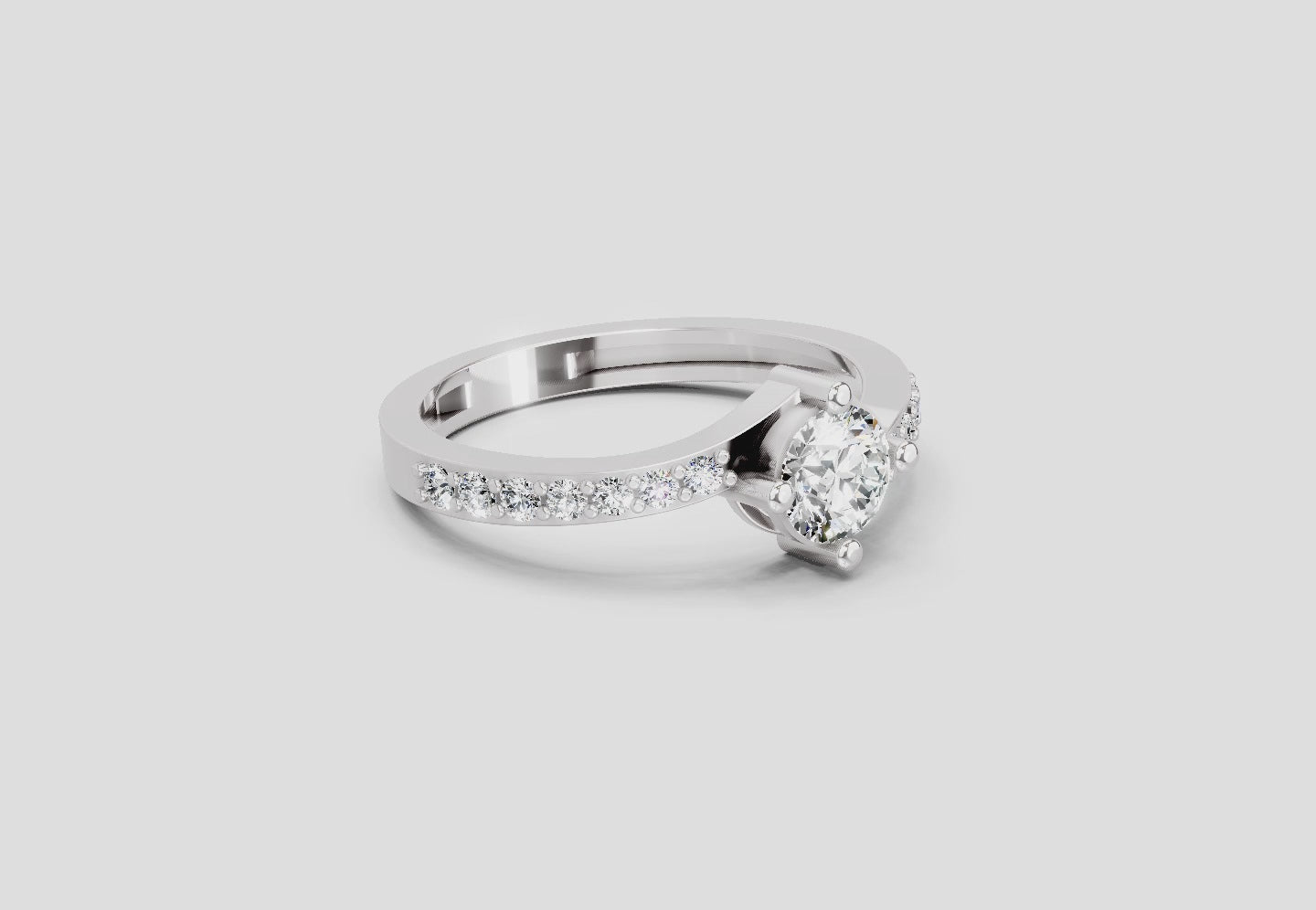 0.76 Carat Round Shape Diamond Engagement Ring | 14K White Gold