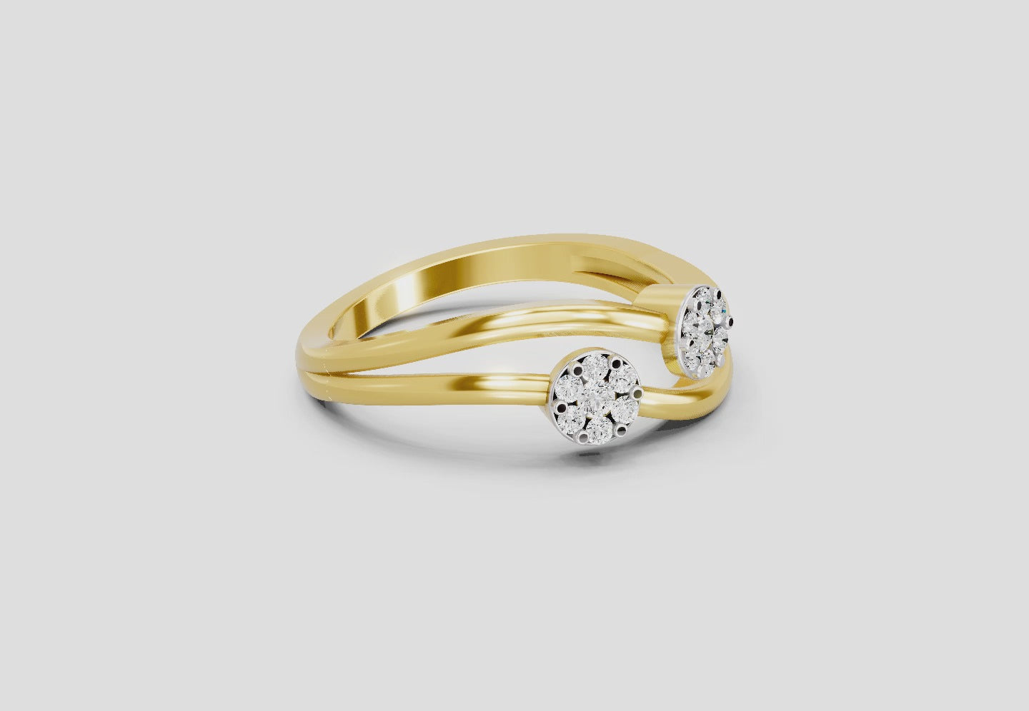 0.07 Carat Twin Bloom Promise Engagement Ring | 14K Yellow Gold