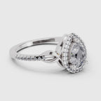 0.62 Carat Pear Shape Halo Engagement Ring | 14K White Gold