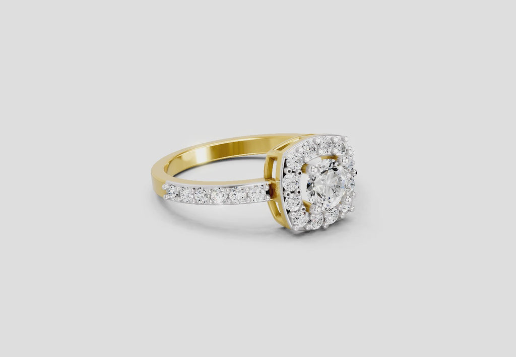 1 Ct Round Halo | 14K Yellow Gold