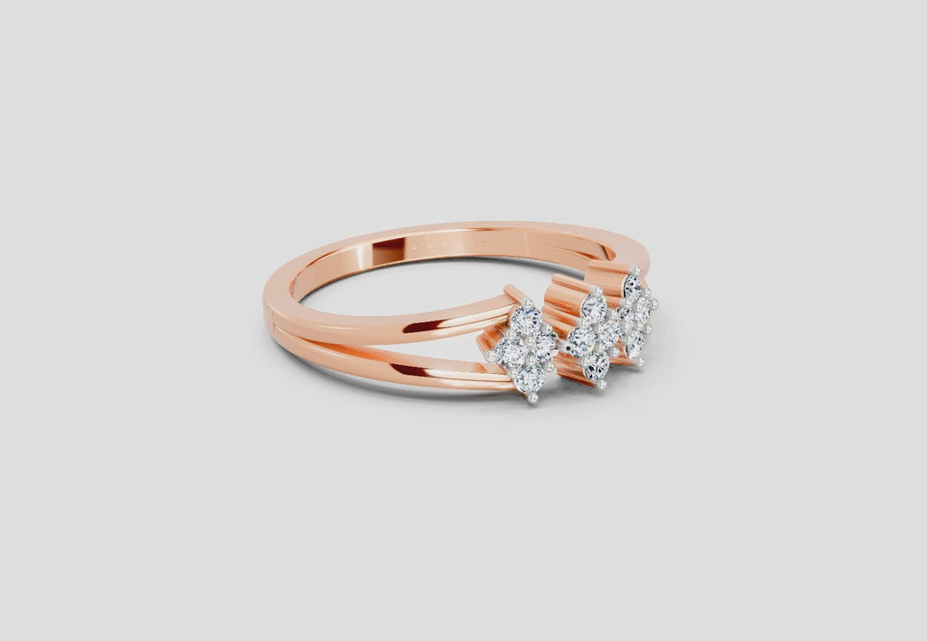 0.14 Ct Round Shape Diamond Cluster Ring | 14K Rose Gold