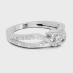 0.36 Carat Round Shape Twirl Engagement Ring | 14K White Gold