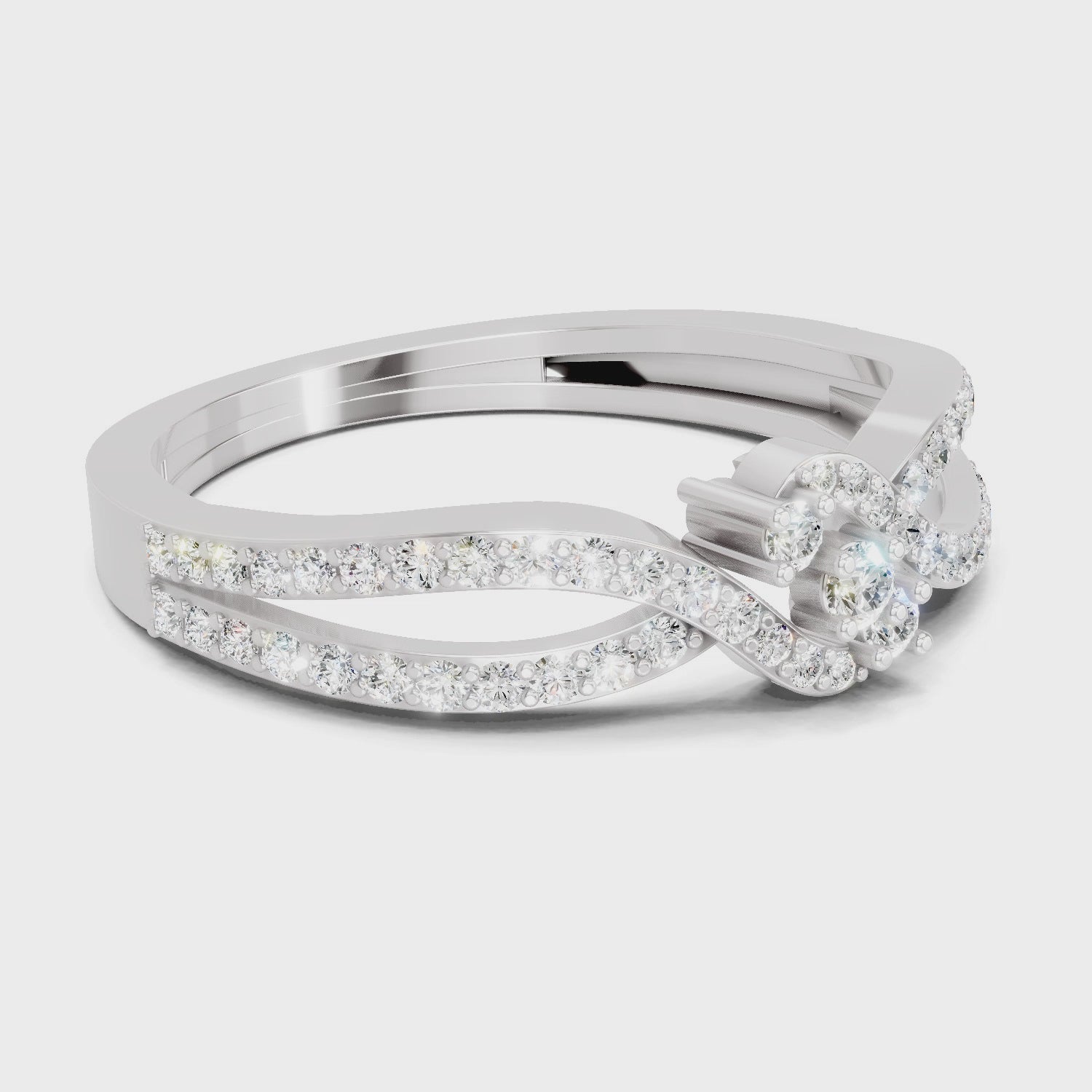 0.36 Carat Round Shape Twirl Engagement Ring | 14K White Gold