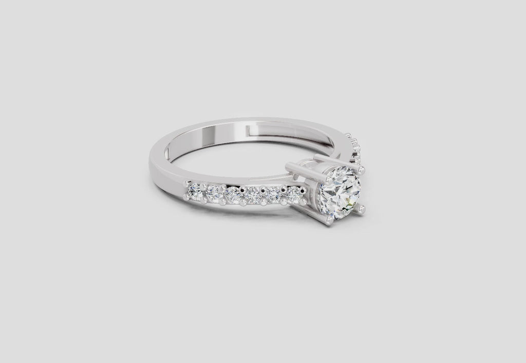 0.75 Ct Round Shape Diamond Solitaire Ring | 14K White Gold