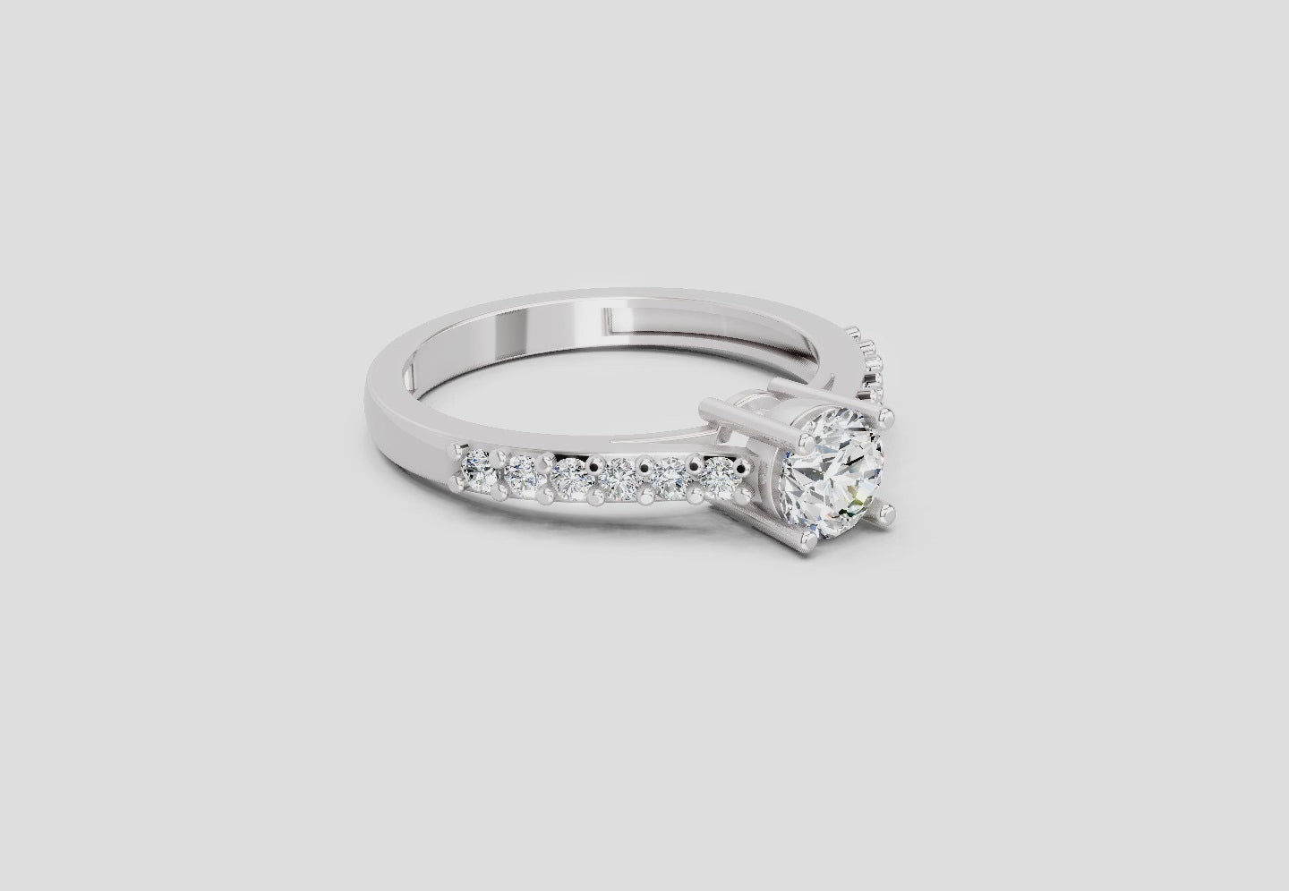 0.75 Ct Round Shape Diamond Solitaire Ring | 14K White Gold