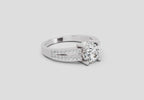1.19 Ct Round Halo Split Shank Diamond Ring | 14K White Gold