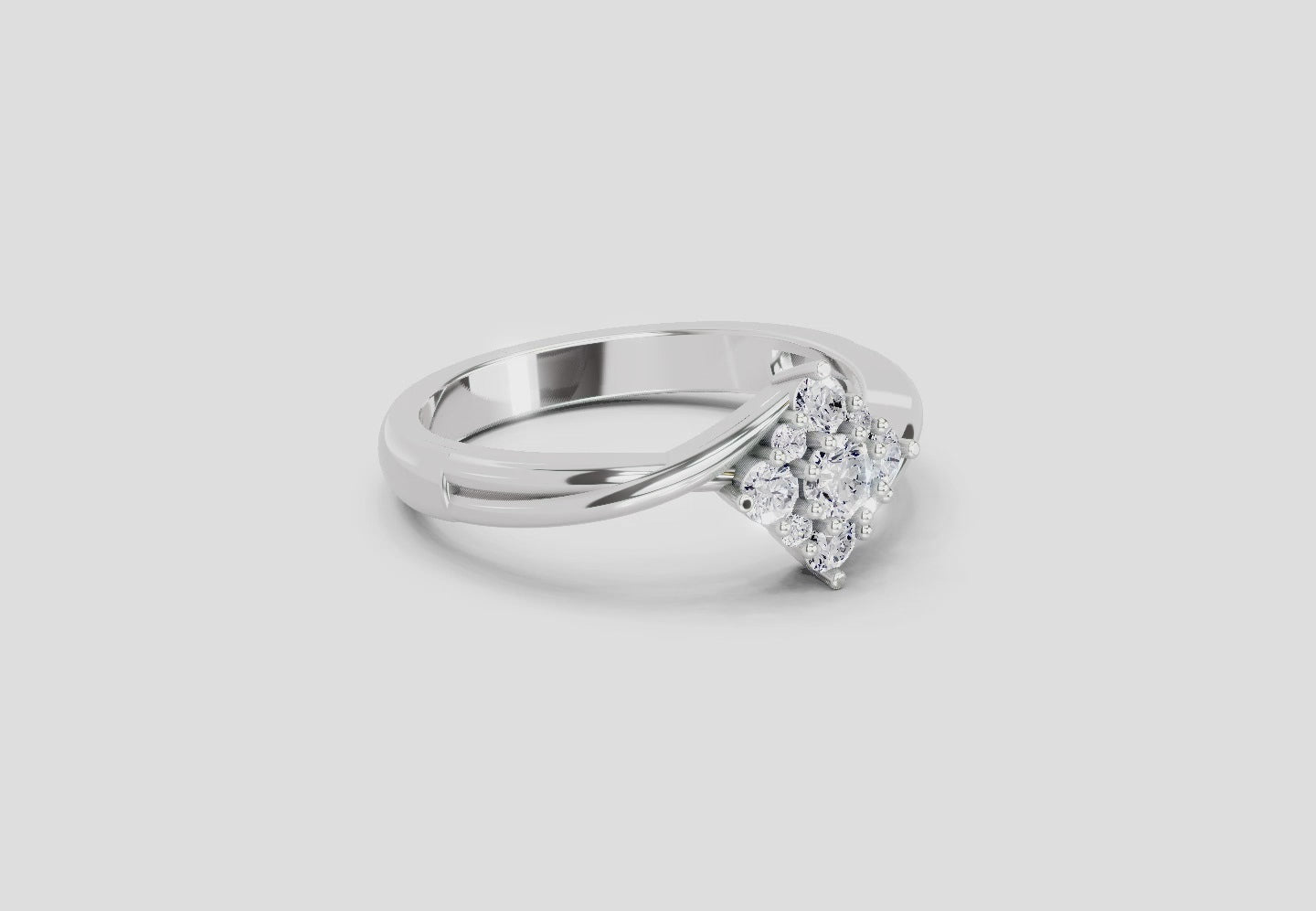 0.36 Ct Cluster Ring | 14K White Gold