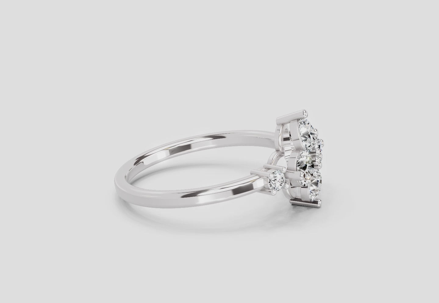 Four Stone Cluster Ring | 14K White Gold