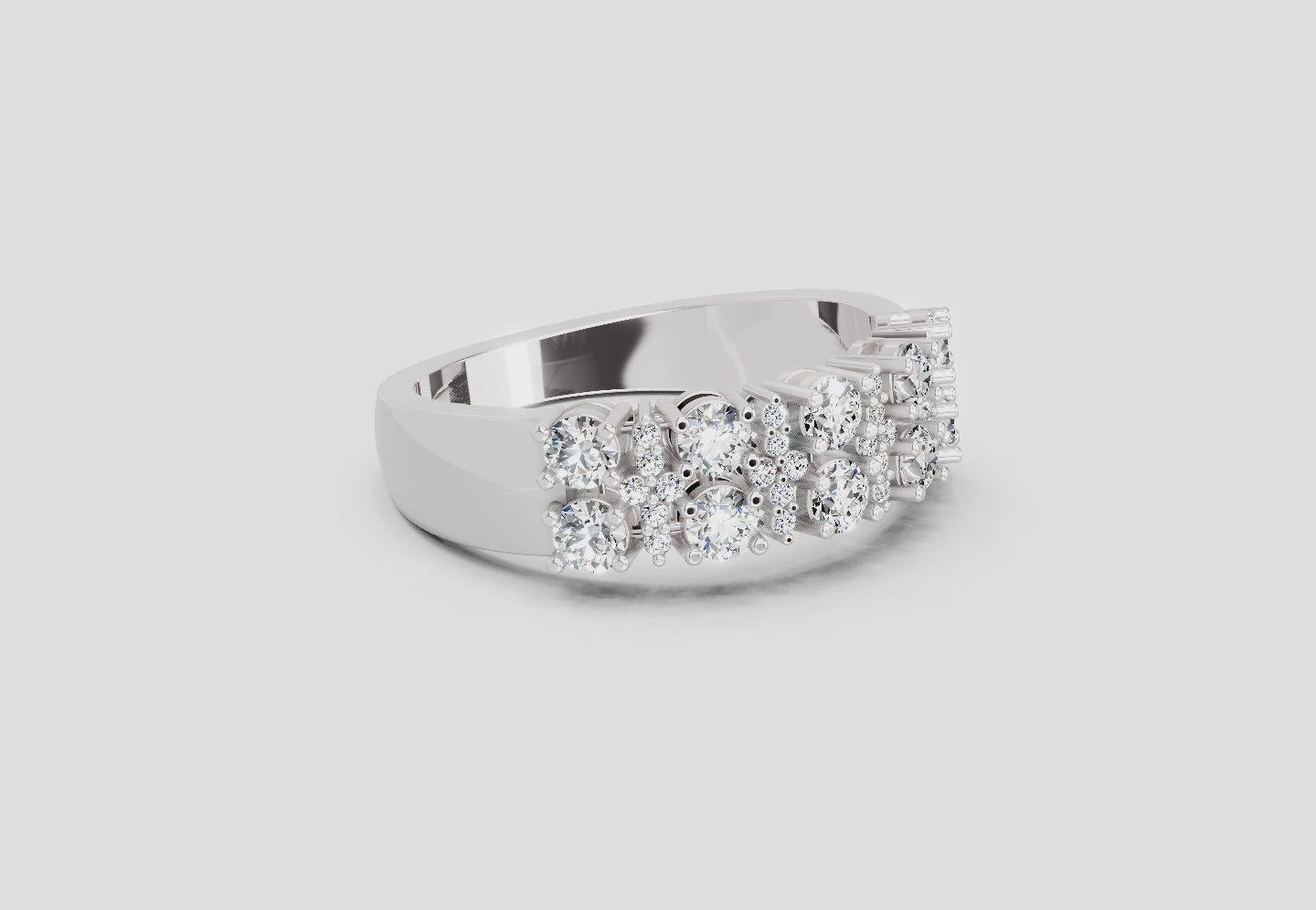 0.66 Ct Round Shape Diamond Cluster Ring | 14K White Gold