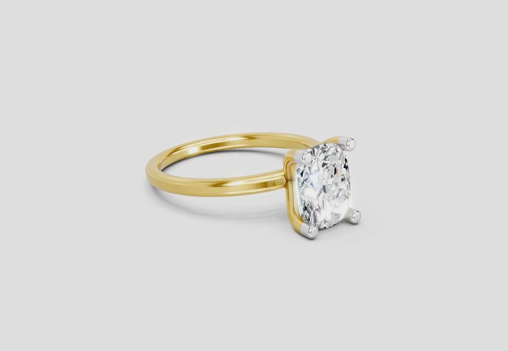 2.13 Carat Cushion Shape Solitaire Diamond Ring | 14K Yellow Gold