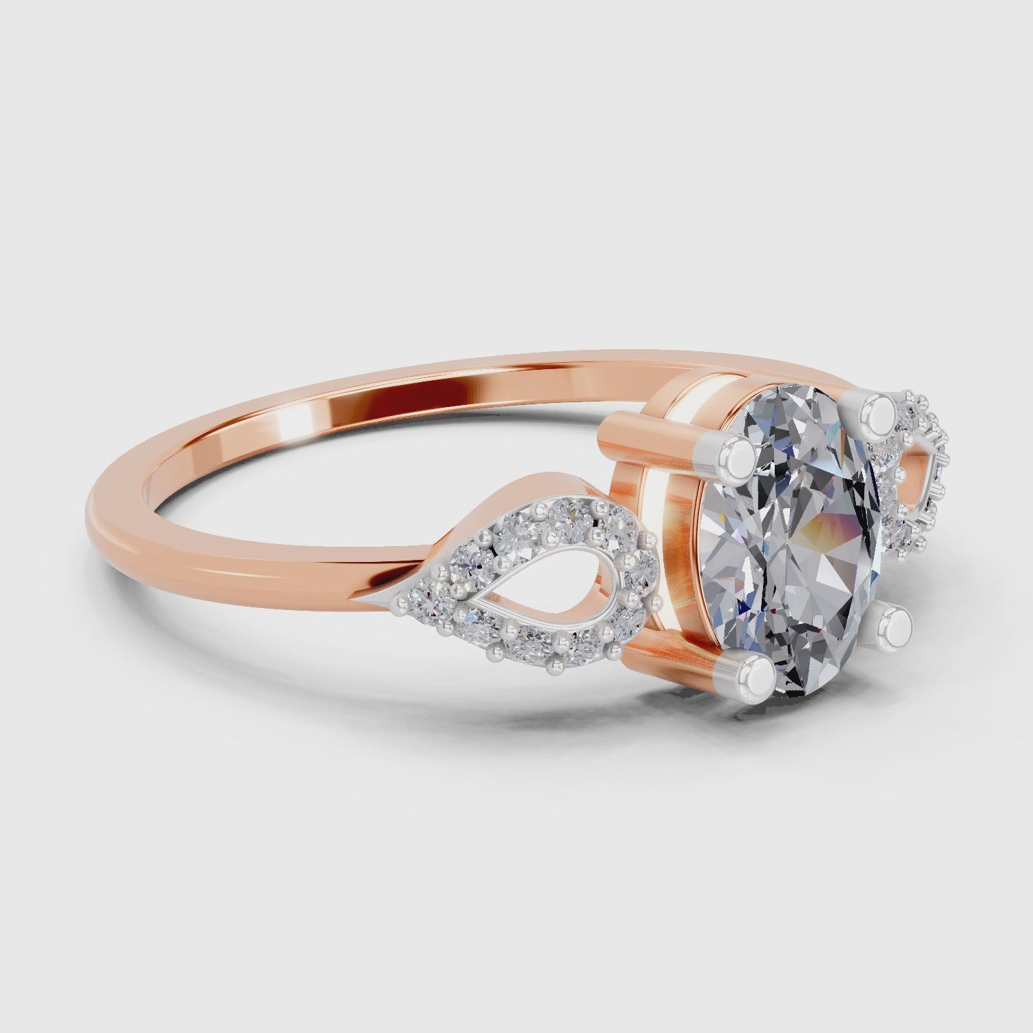 1.07 Carat Oval Shape Engagement Ring | 14K Rose Gold