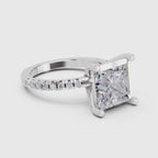 4.22 Ct Princess Shape Solitaire Diamond Ring| 14K White Gold