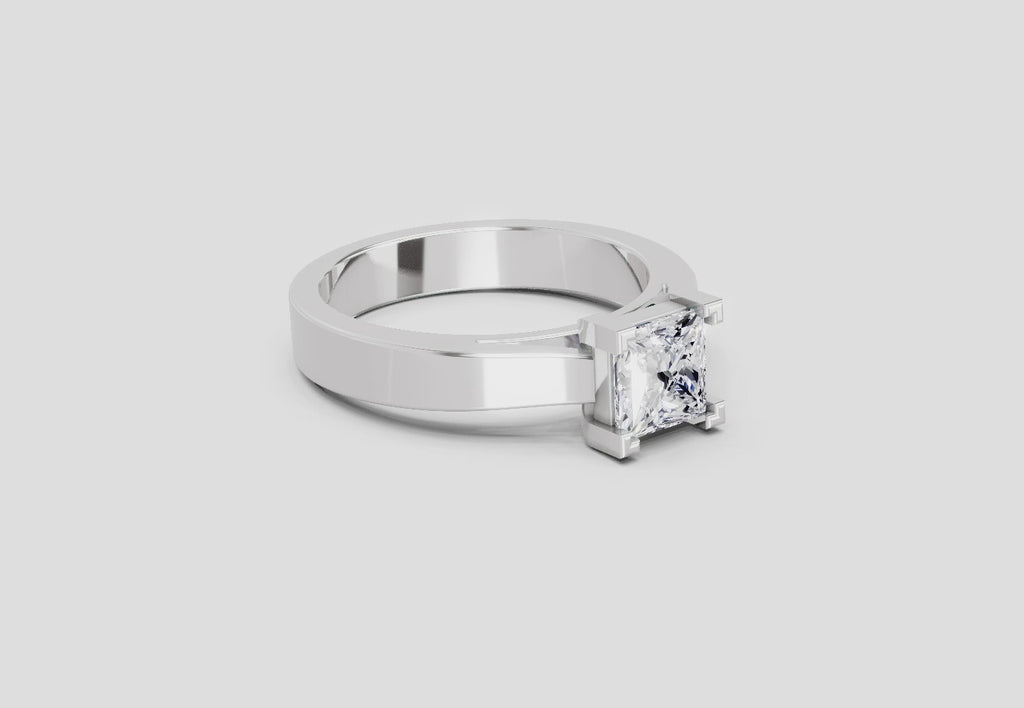 0.85 Ct Princess Cut Solitaire Ring  14K White Gold
