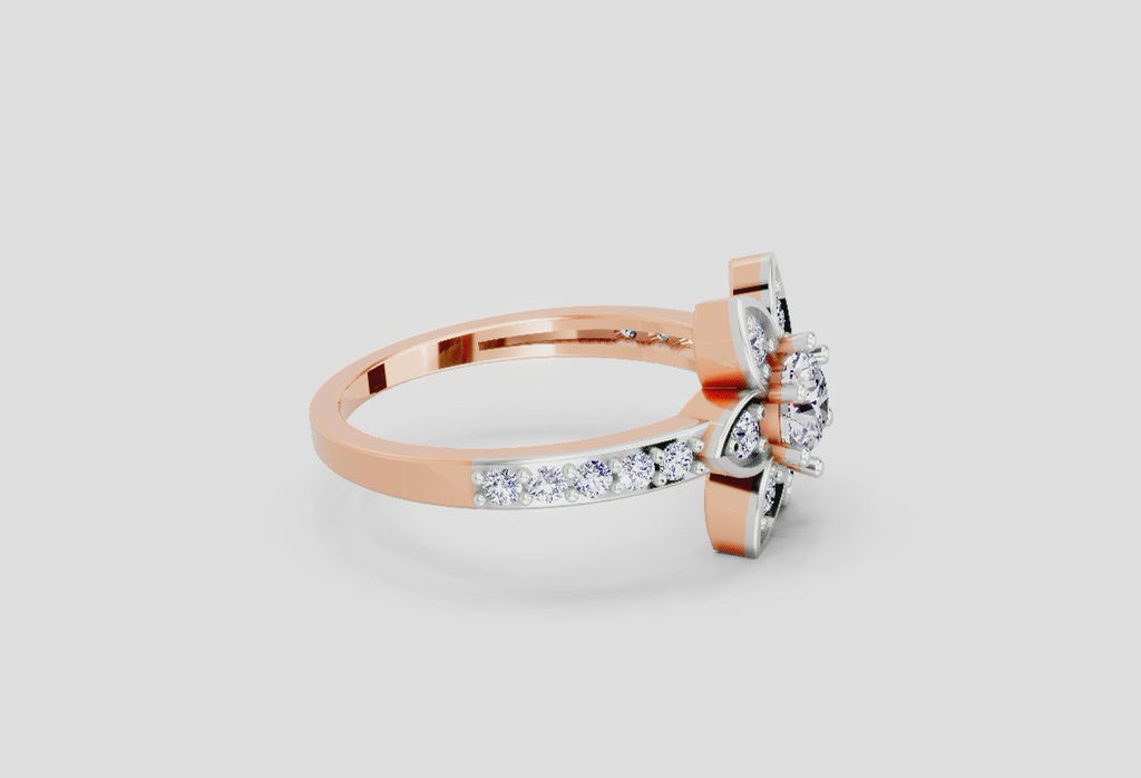 Floral Halo 0.84 Round Shape Diamond | 14K Rose Gold