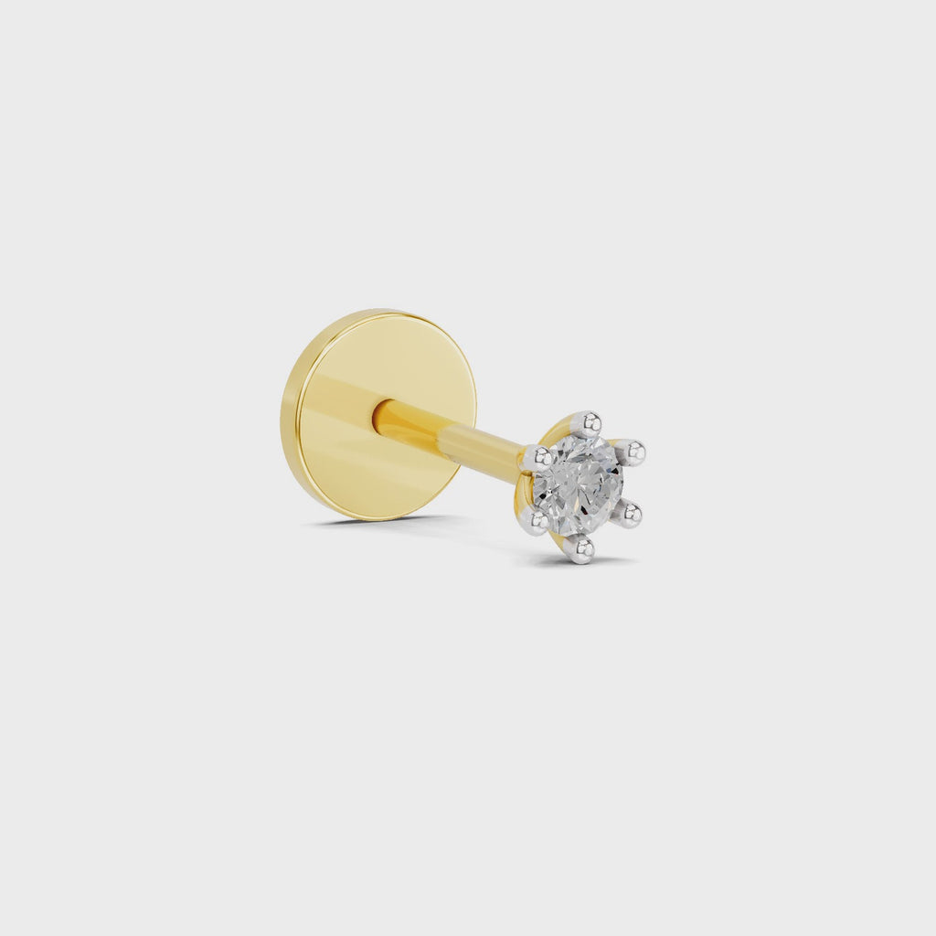 0.05 Ct Solitaire Round Shape Nose Pin | 14K Yellow Gold