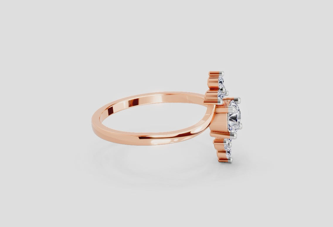 0.71 Round Shape Diamond Swirl Ring | 14K Rose Gold