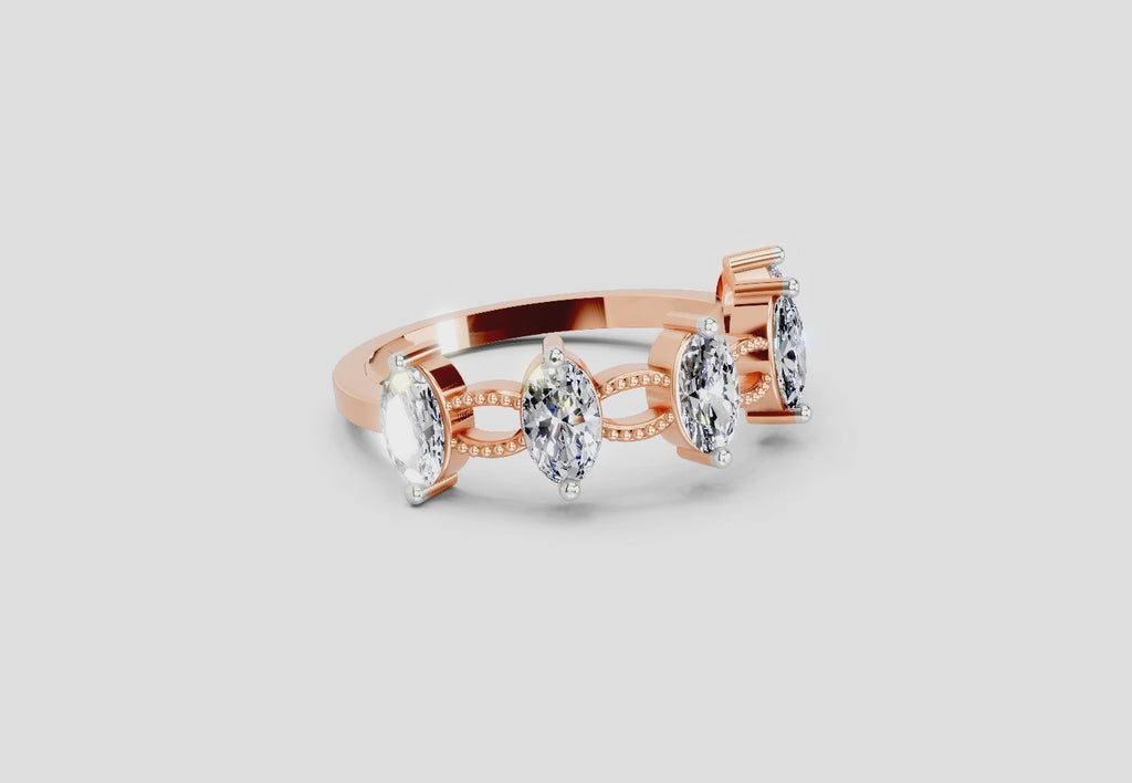 1.10 Ct Oval Shape Diamond Band Ring | 14K Rose Gold
