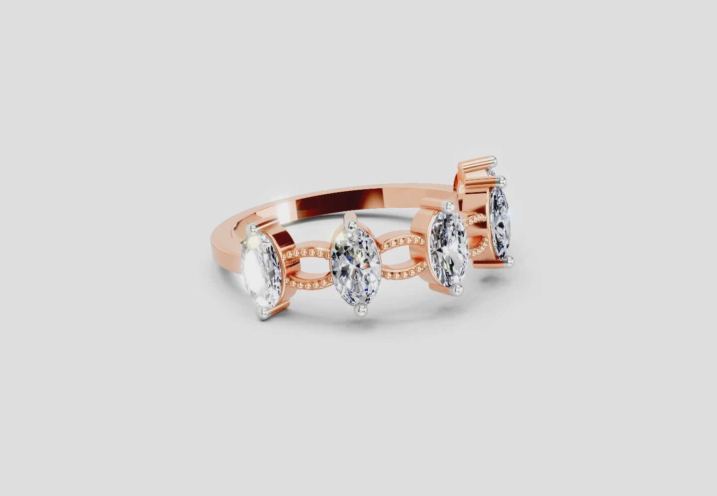 1.10 Ct Oval Shape Diamond Band Ring | 14K Rose Gold