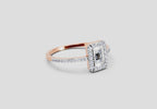 0.42 Ct Baguette Shape Halo Diamond Ring | 14K Rose Gold