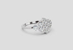0.77 Carat Round Shape Cluster Diamond Ring | 14K White Gold