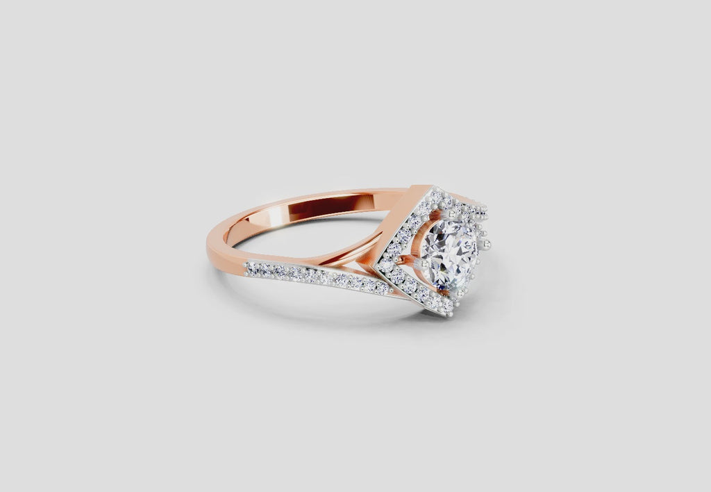 0.67 Ct Round Shape Diamond Engagement Ring | 14K Yellow Gold