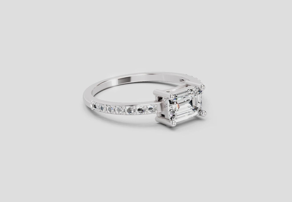 1.18 Ct Emerald Ring | 14K White Gold