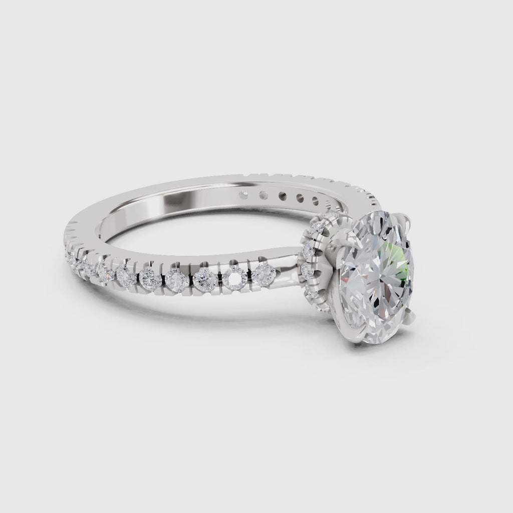 1.41 Ct Oval Shape Solitaire Diamond Ring| 14K White Gold