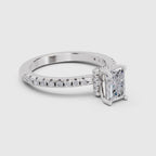 1.02 Ct Emerald Shape Solitaire Diamond Ring| 14K White Gold
