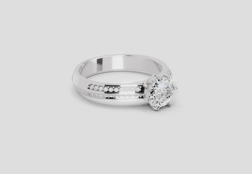0.96 Ct Round Solitaire Ring  14K White Gold